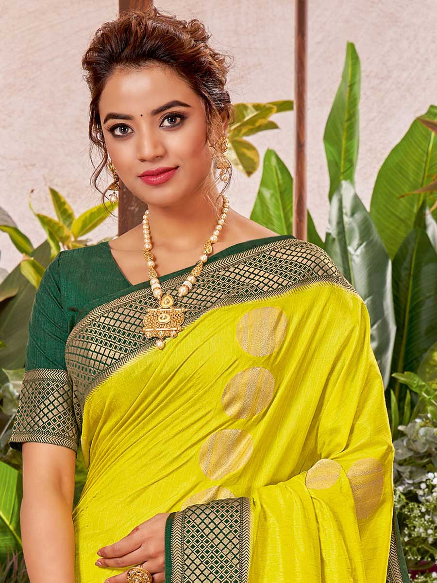 Pear Green Silk Handwoven Festival Saree