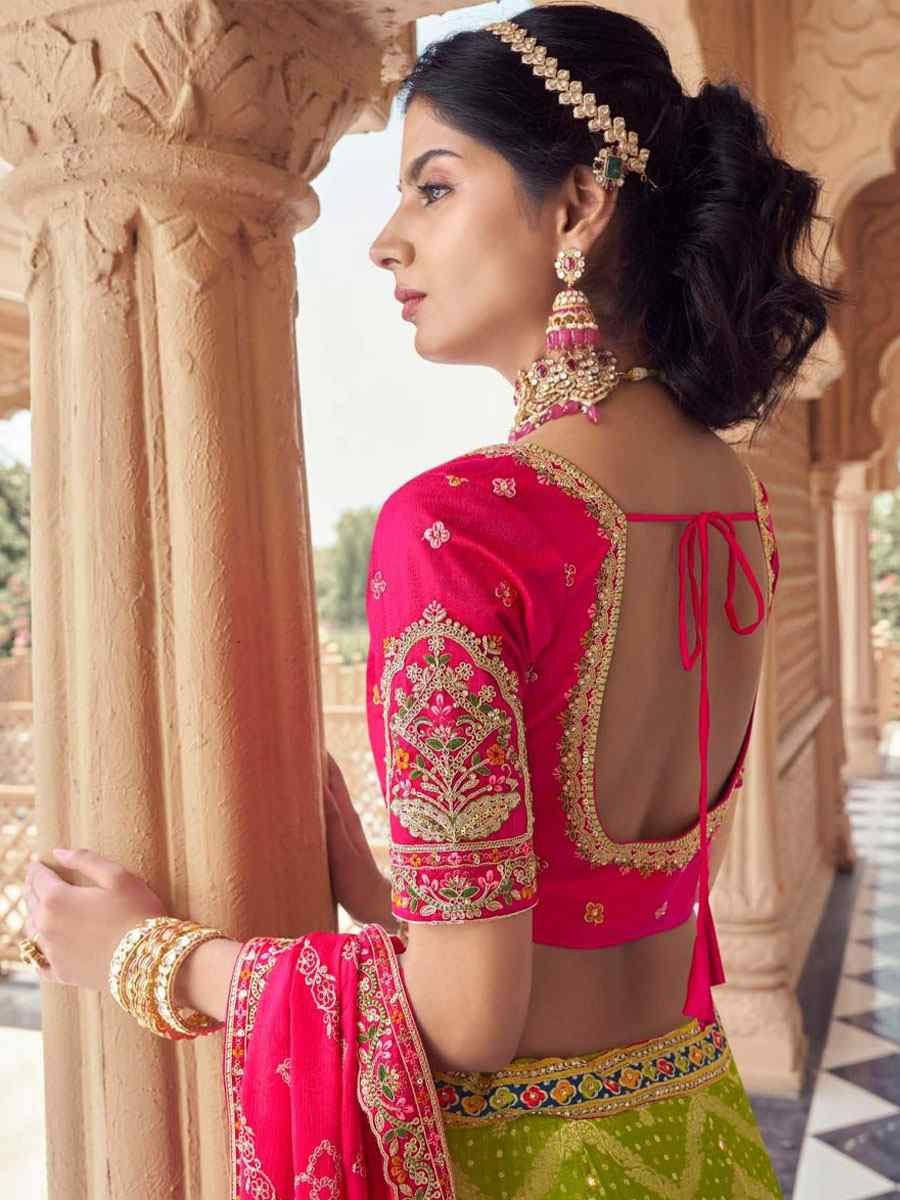 Perrot Green Viscose Silk Embroidered Festival Wedding Party Reception Heavy Border Lehenga Choli