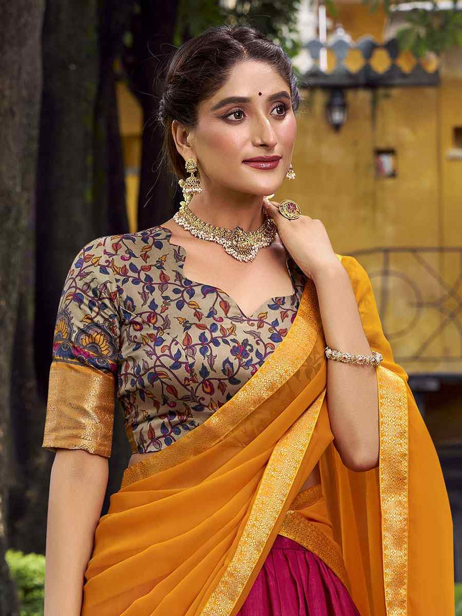 Pink Aastha Silk Printed Zari Work Wedding Reception Festival Heavy Border Lehenga Choli