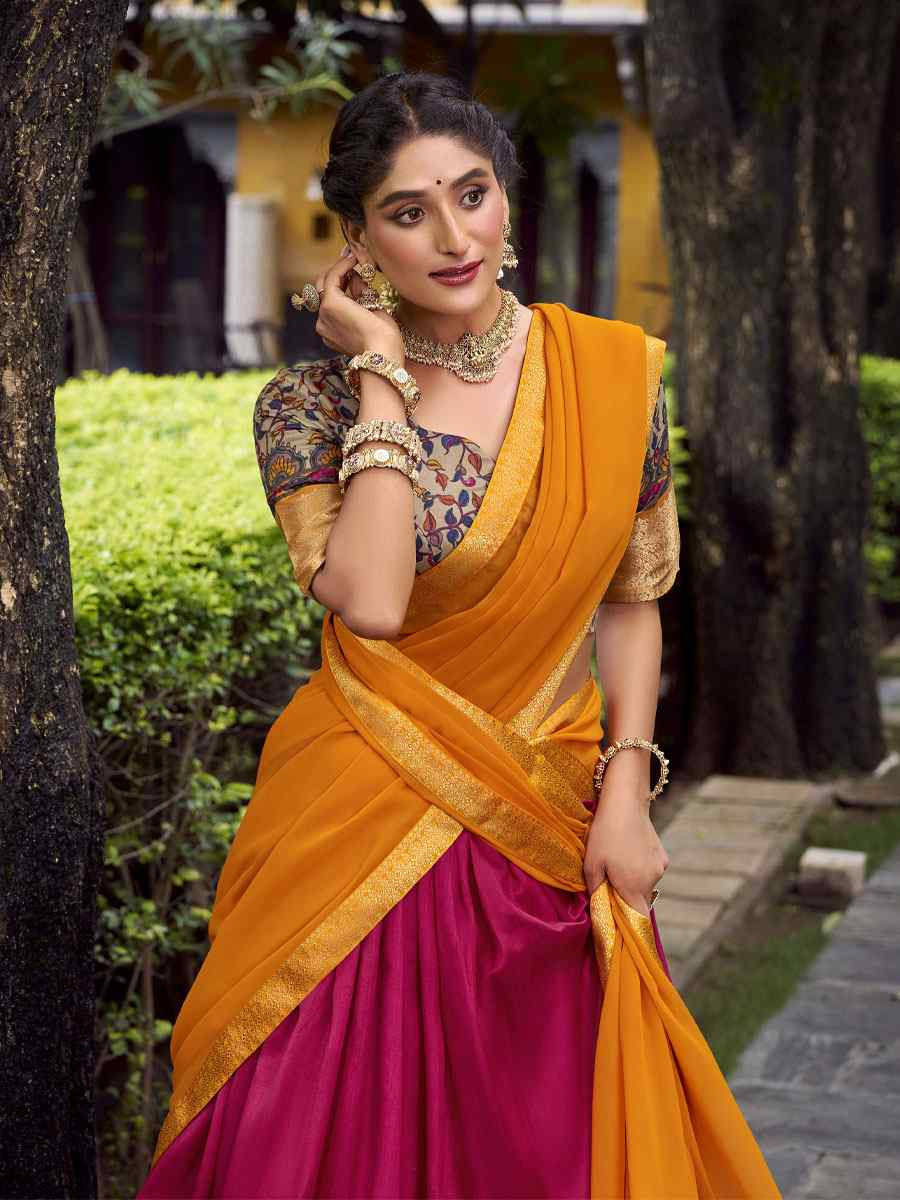 Pink Aastha Silk Printed Zari Work Wedding Reception Festival Heavy Border Lehenga Choli