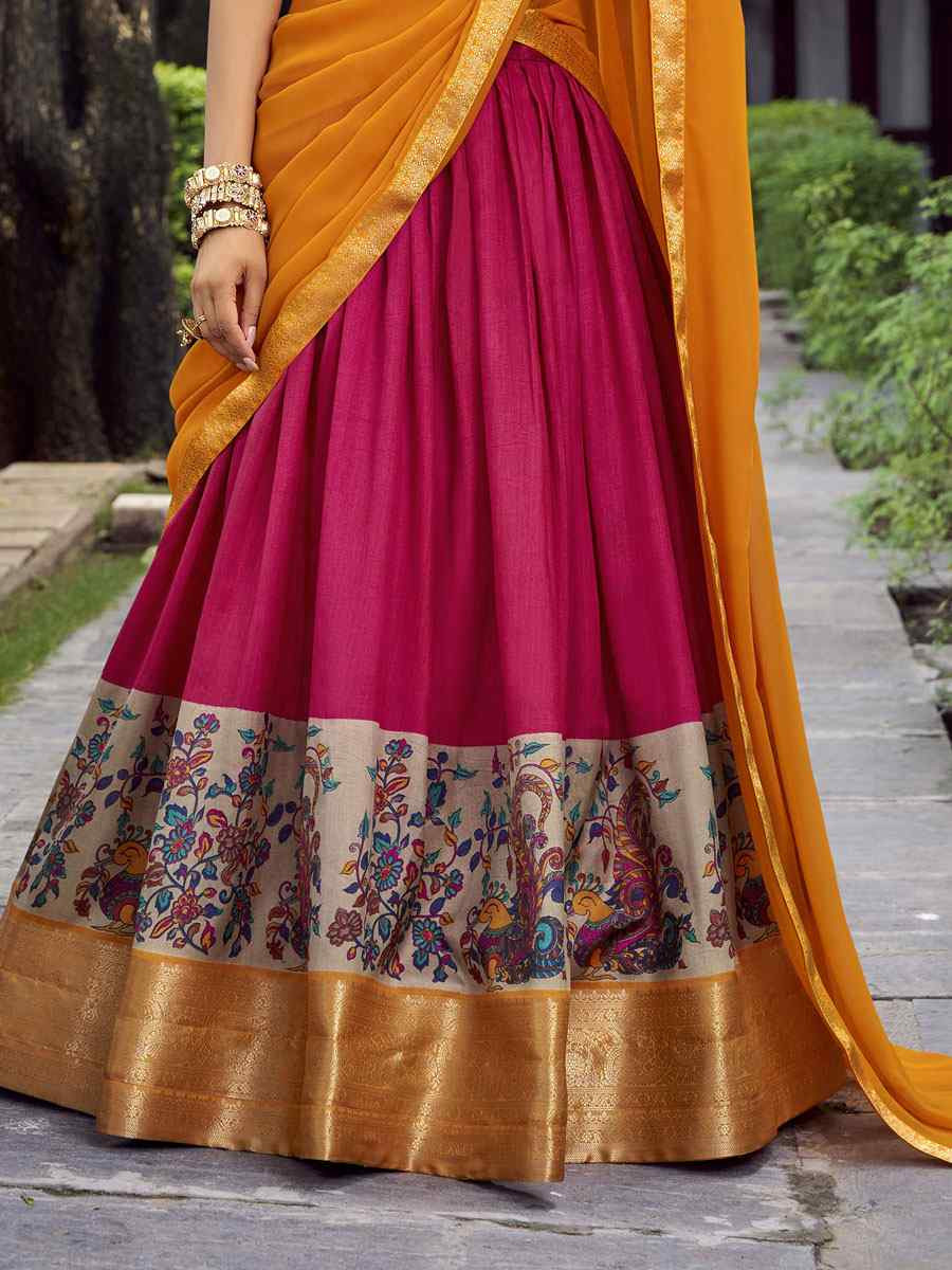Pink Aastha Silk Printed Zari Work Wedding Reception Festival Heavy Border Lehenga Choli