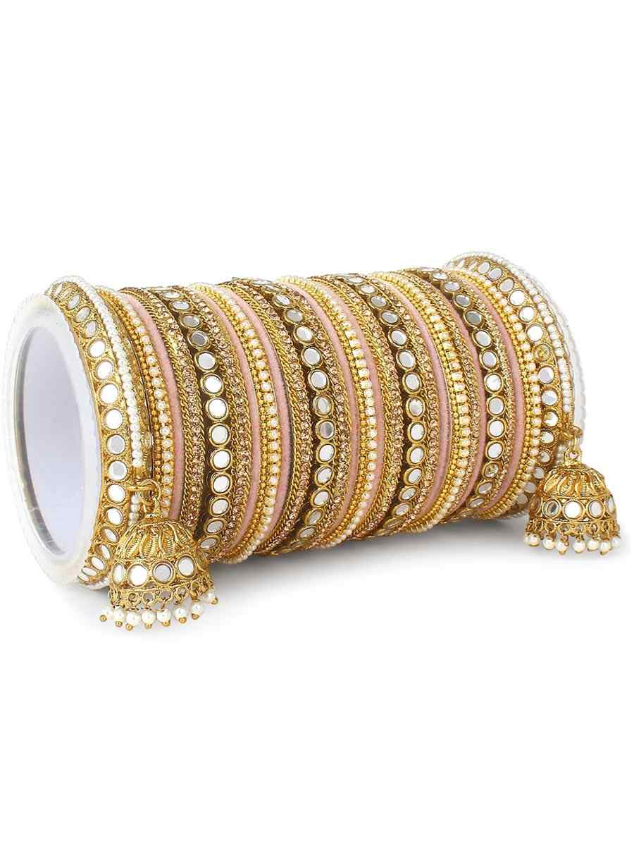 Pink Alloy Festival Wear Kundan Bangles