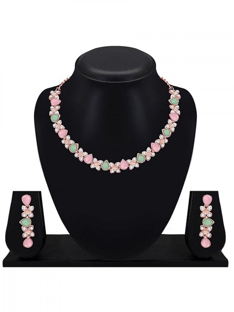 Pink Alloy Festival Wear Kundan Necklace