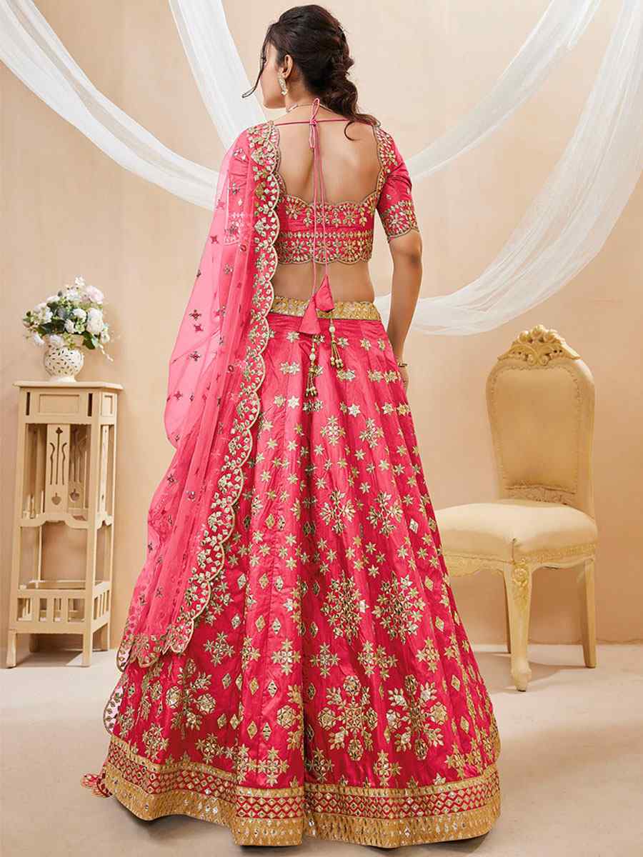 Pink Art Silk Embroidered Bridesmaid Wedding Heavy Border Lehenga Choli