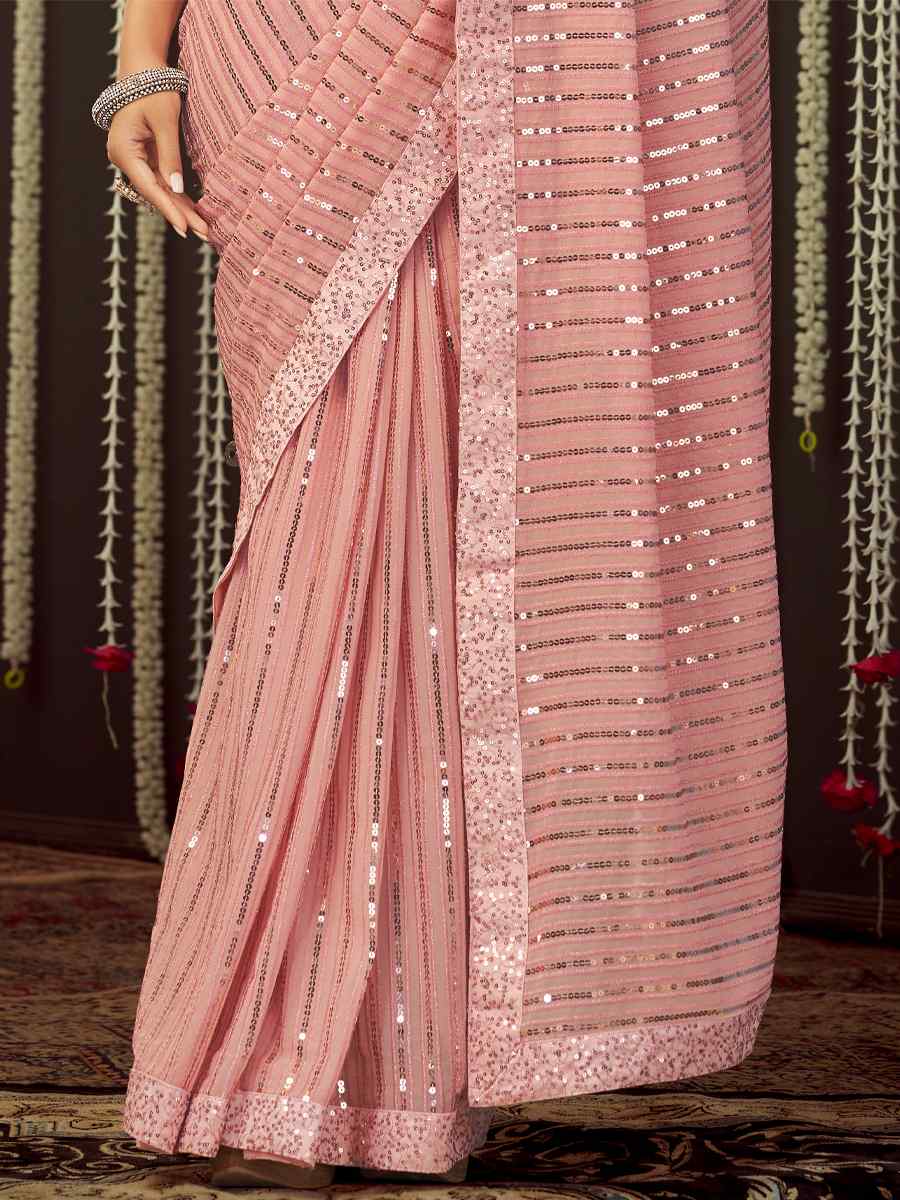 Pink Art Silk Embroidered Party Festival Classic Style Saree