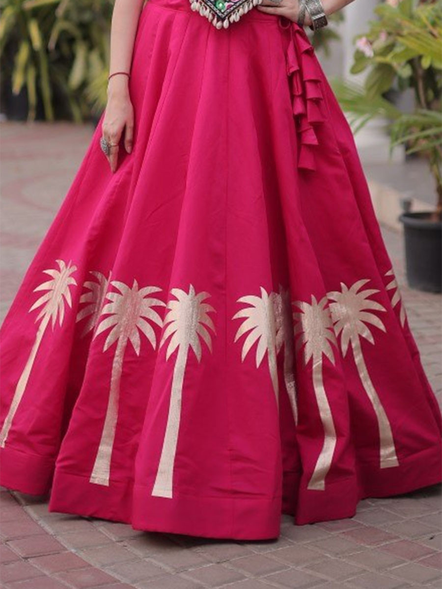 Pink Art Silk Embroidery Wedding Reception Festival Party Wear Circular Lehenga Choli