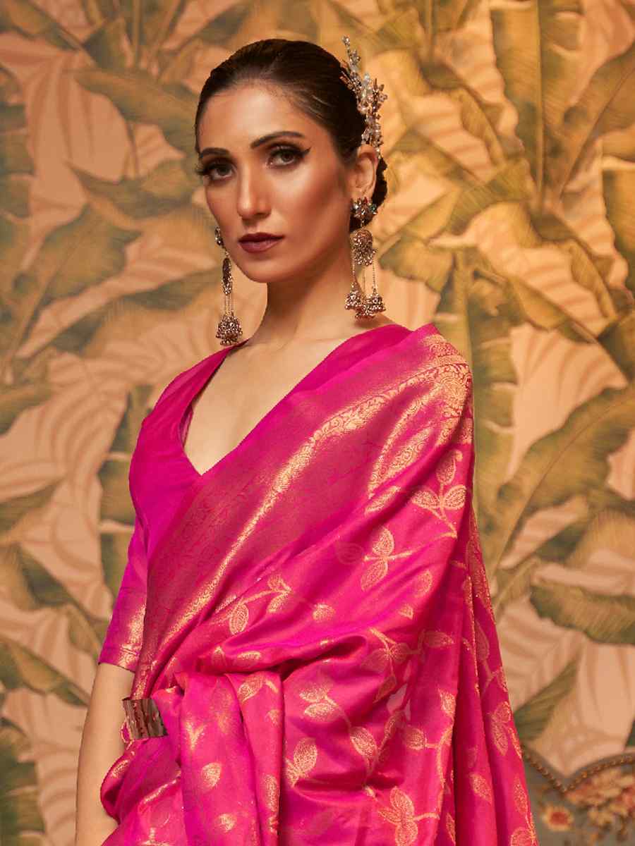 Pink Art Silk Handwoven Festival Party Classic Style Saree