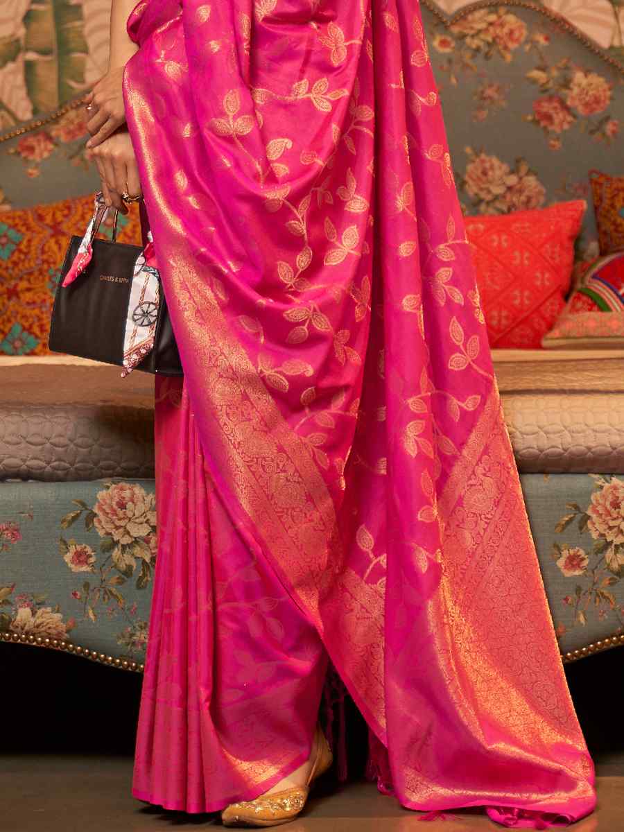 Pink Art Silk Handwoven Festival Party Classic Style Saree