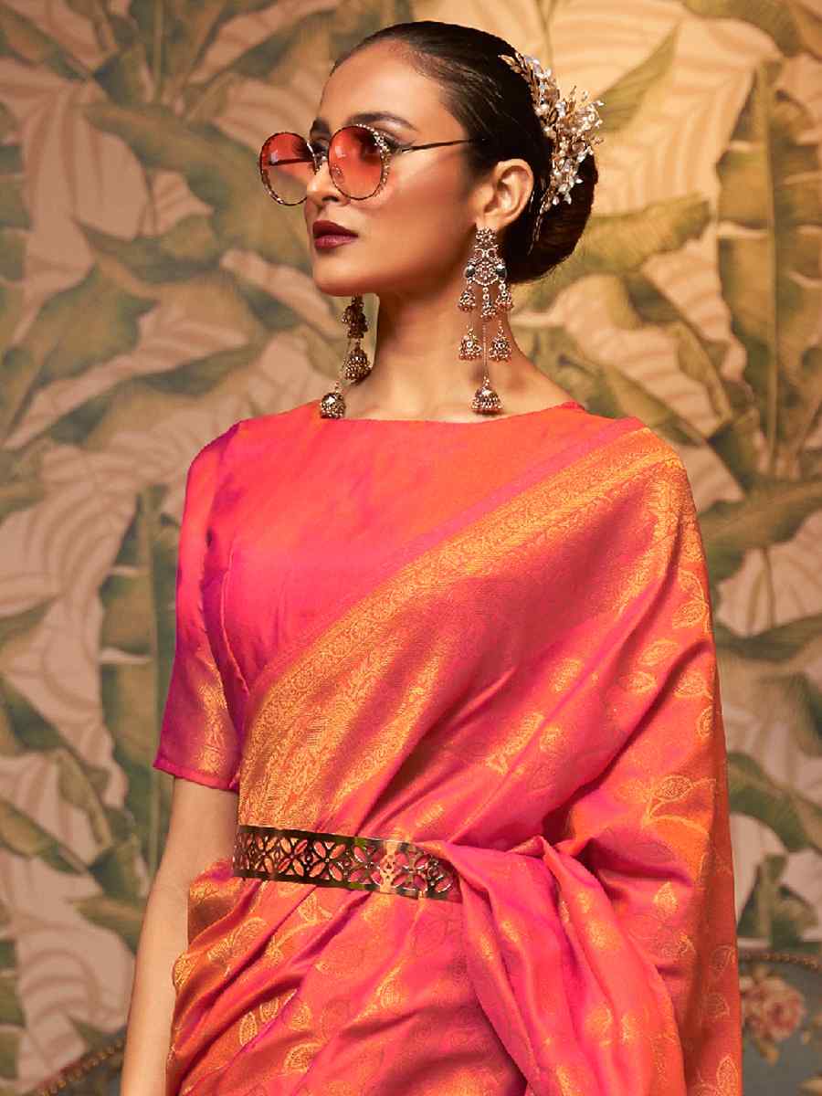 Pink Art Silk Handwoven Festival Party Classic Style Saree