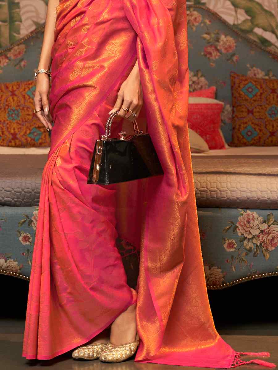 Pink Art Silk Handwoven Festival Party Classic Style Saree