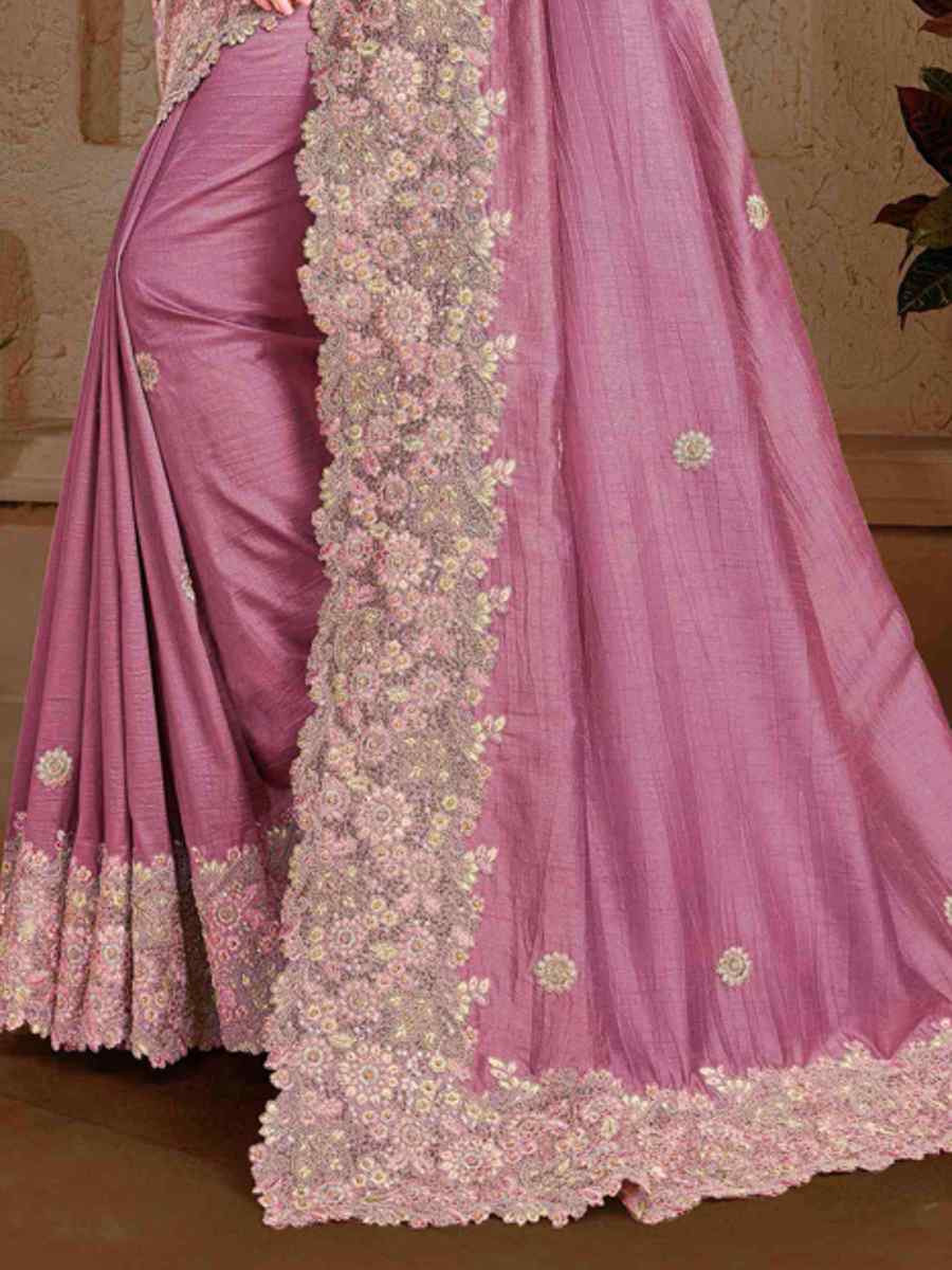 Pink Art Silk Handwoven Festival Wedding Heavy Border Saree