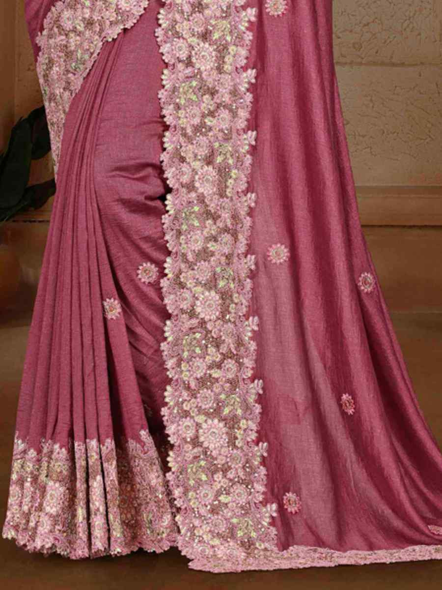 Pink Art Silk Handwoven Festival Wedding Heavy Border Saree