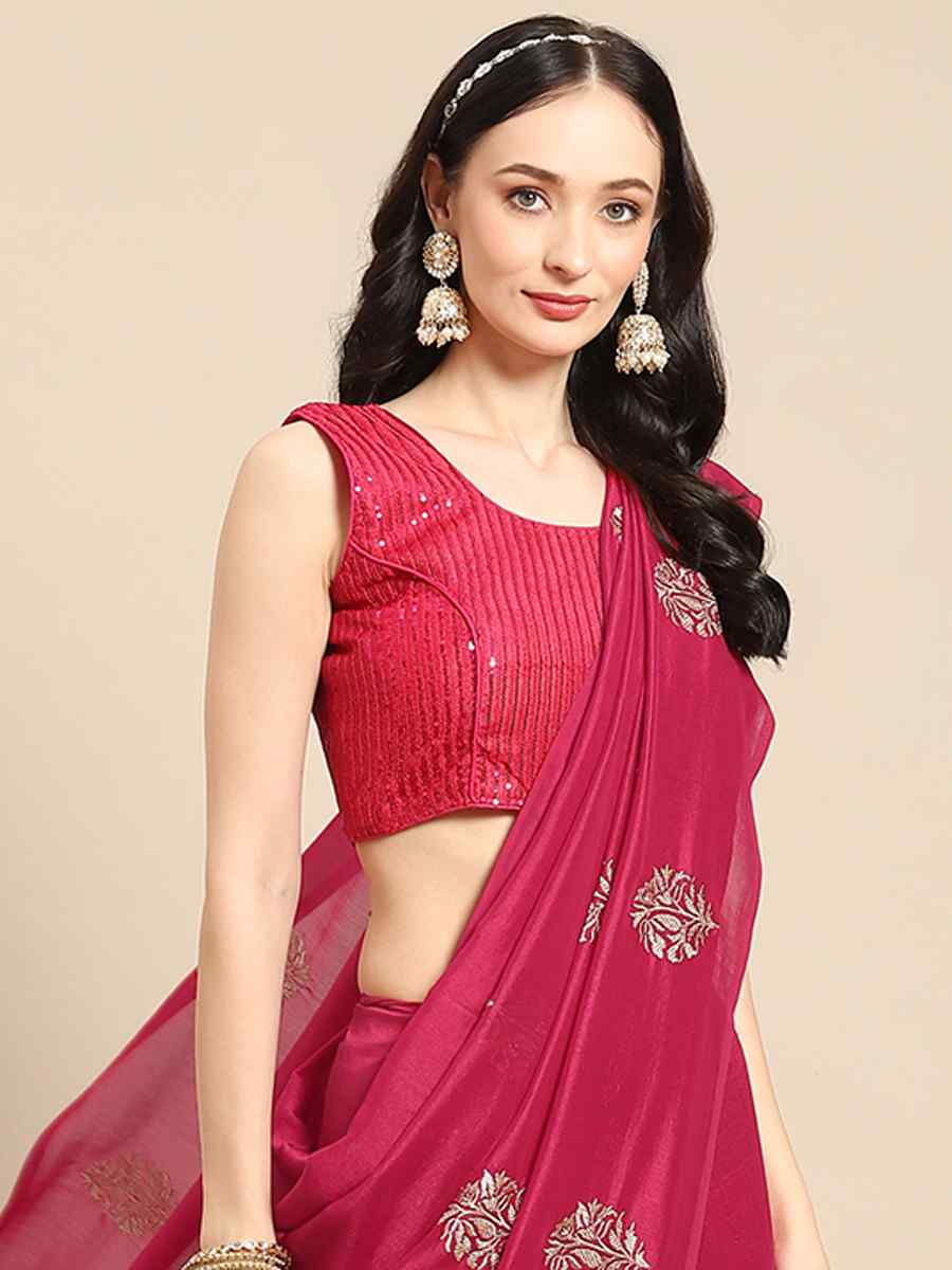 Pink Art Silk Handwoven Party Festival Classic Style Saree