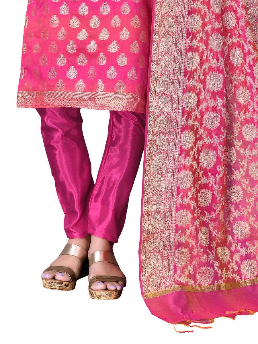 Pink Banarasi Jacquard Embroidered Festival Wedding Pant Salwar Kameez