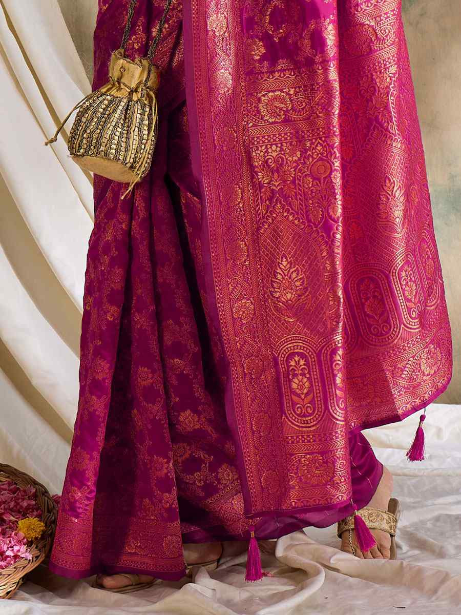 Pink Banarasi Silk Handwoven Bridal Reception Festival Wedding Fancy Heavy Border Sarees
