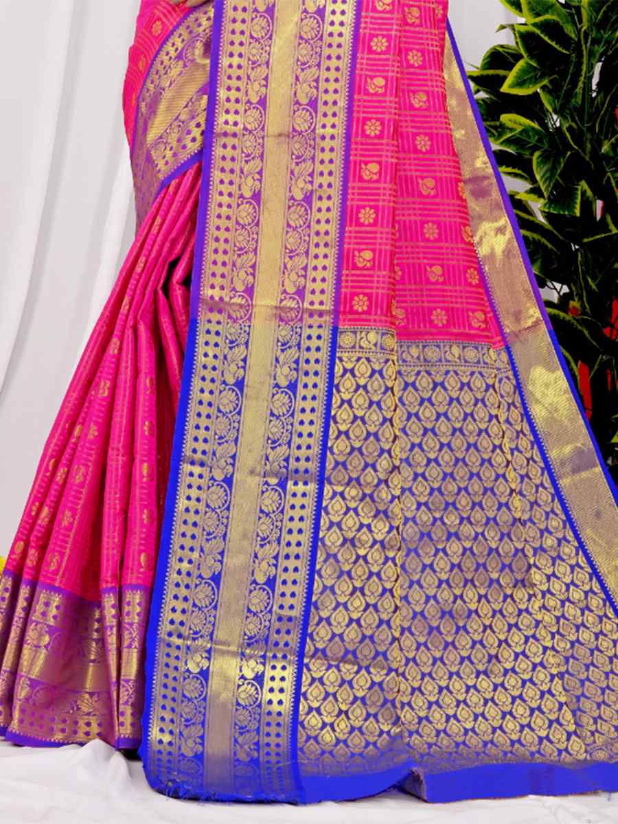 Pink Banarasi Silk Handwoven Festival Casual Heavy Border Saree