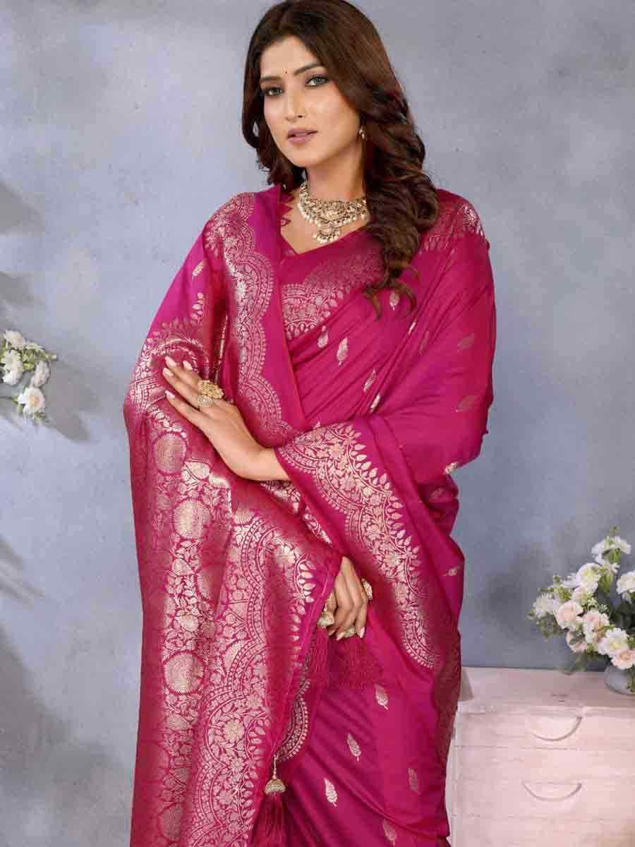 Pink Banarasi Silk Handwoven Festival Wedding Fancy Heavy Border Saree