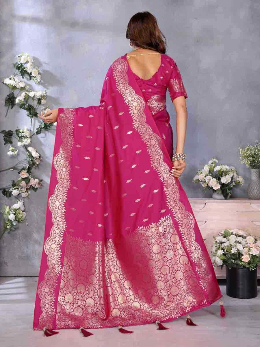 Pink Banarasi Silk Handwoven Festival Wedding Fancy Heavy Border Saree