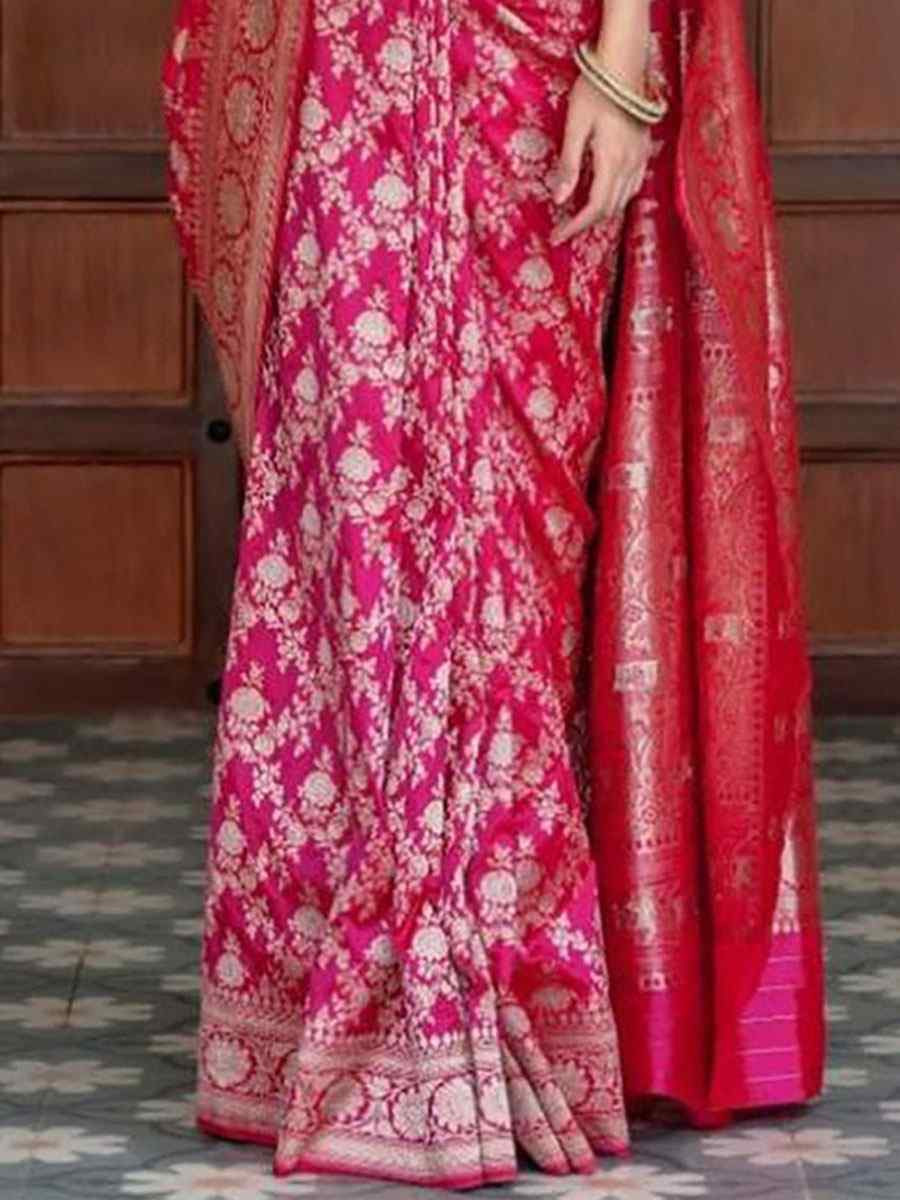 Pink Banarasi Silk Handwoven Festival Wedding Fancy Heavy Border Saree