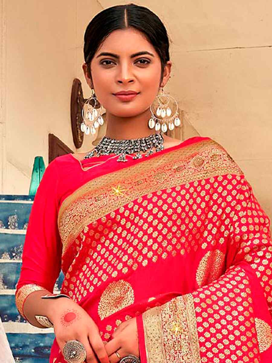 Pink Banarasi Silk Handwoven Festival Wedding Heavy Border Saree