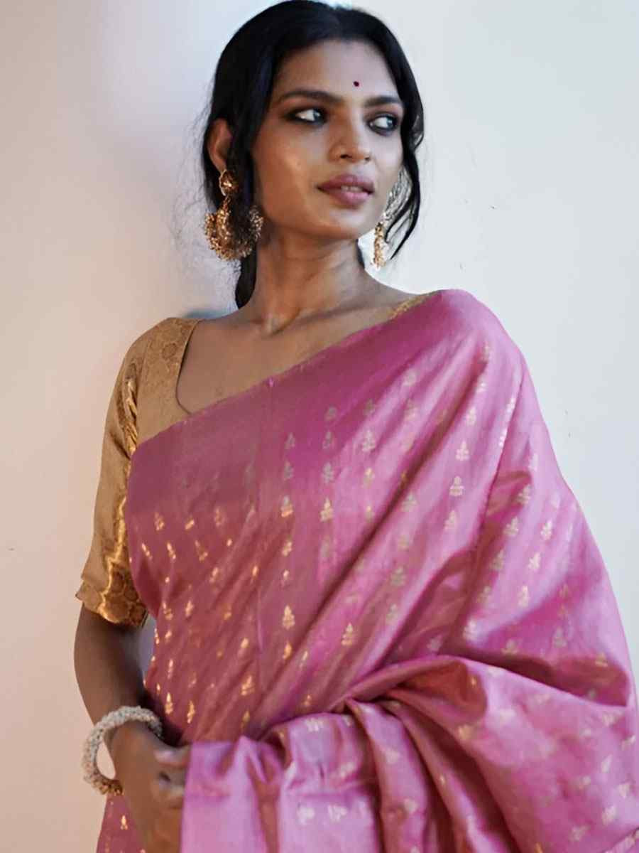 Pink Banarasi Silk Handwoven Party Festival Wedding Traditional Fancy Classic Style Sarees