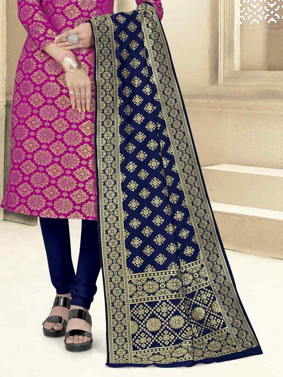 Pink Banarasi Silk Handwoven Wedding Festival Churidar Salwar Kameez
