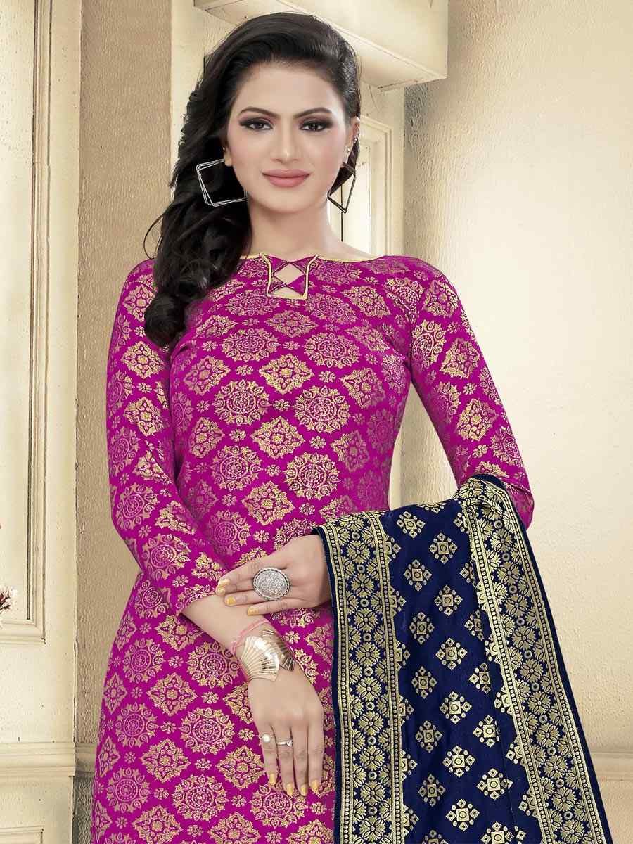 Pink Banarasi Silk Handwoven Wedding Festival Churidar Salwar Kameez