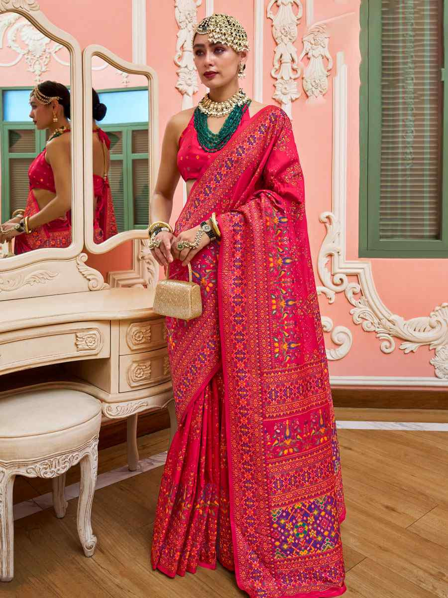 Pink Banarasi Silk Zari Handwoven Casual Reception Festival Wedding Fancy Classic Style Sarees