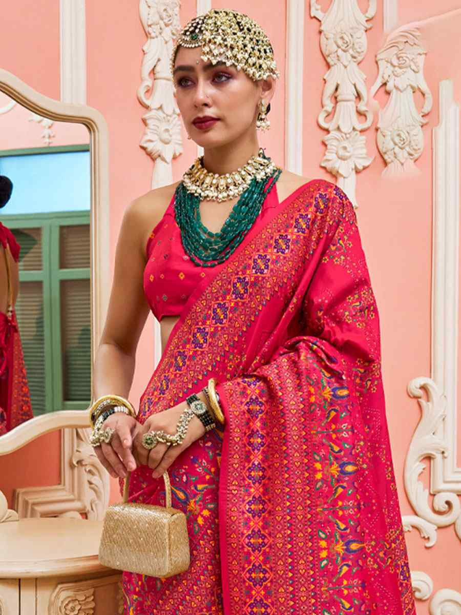 Pink Banarasi Silk Zari Handwoven Casual Reception Festival Wedding Fancy Classic Style Sarees