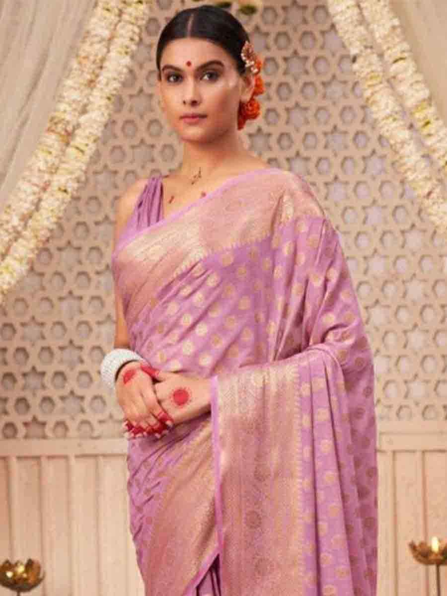 Pink Banarasi Soft Silk Handwoven Wedding Festival Heavy Border Saree