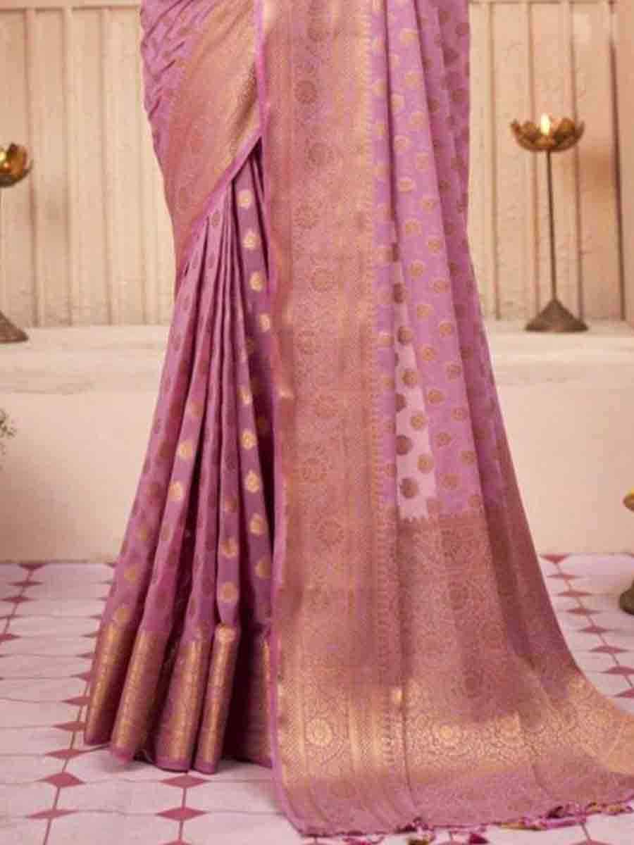 Pink Banarasi Soft Silk Handwoven Wedding Festival Heavy Border Saree