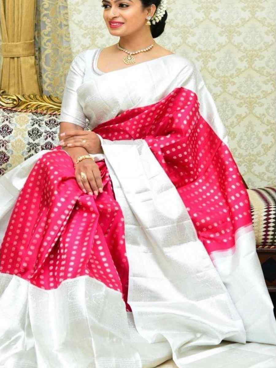 Pink Banarasi Soft Silk Jacquard Festival Wear Fancy Heavy Border Saree