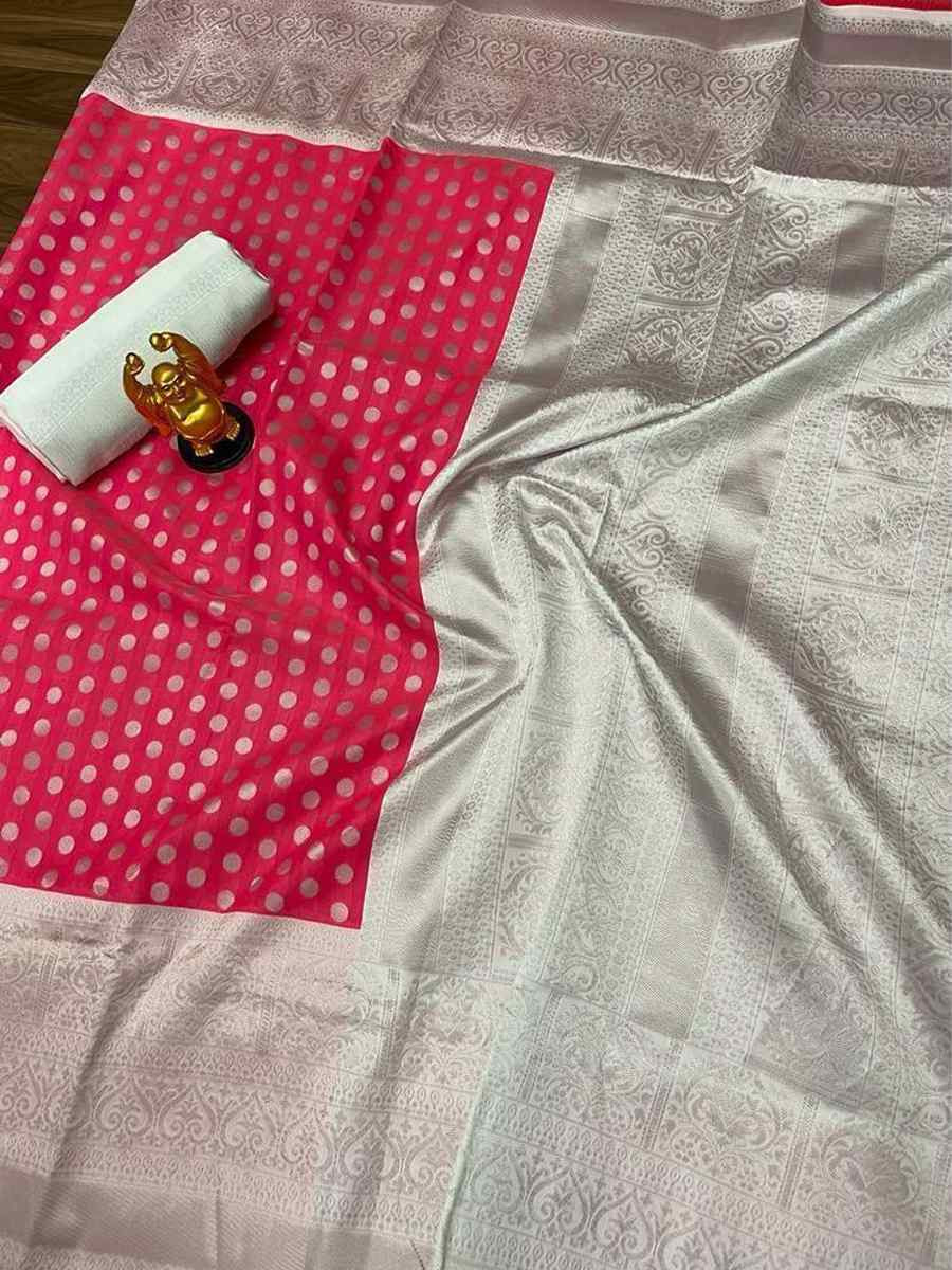 Pink Banarasi Soft Silk Jacquard Festival Wear Fancy Heavy Border Saree