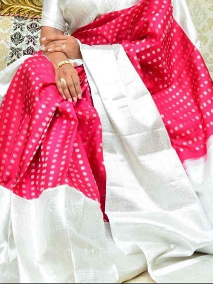 Pink Banarasi Soft Silk Jacquard Festival Wear Fancy Heavy Border Saree