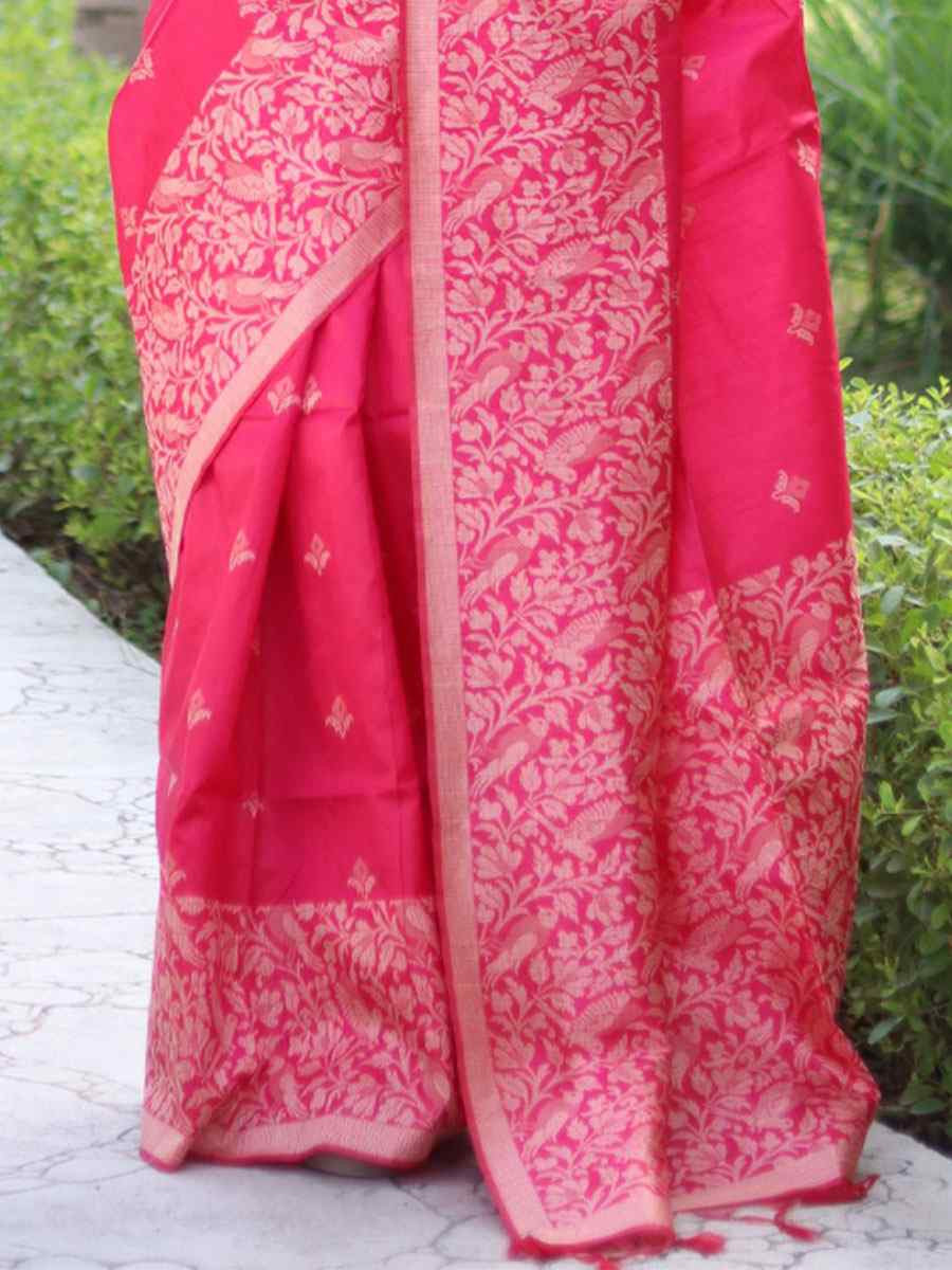Pink Banglori Handloom Raw Silk Handwoven Casual Reception Festival Wedding Fancy Classic Style Sarees