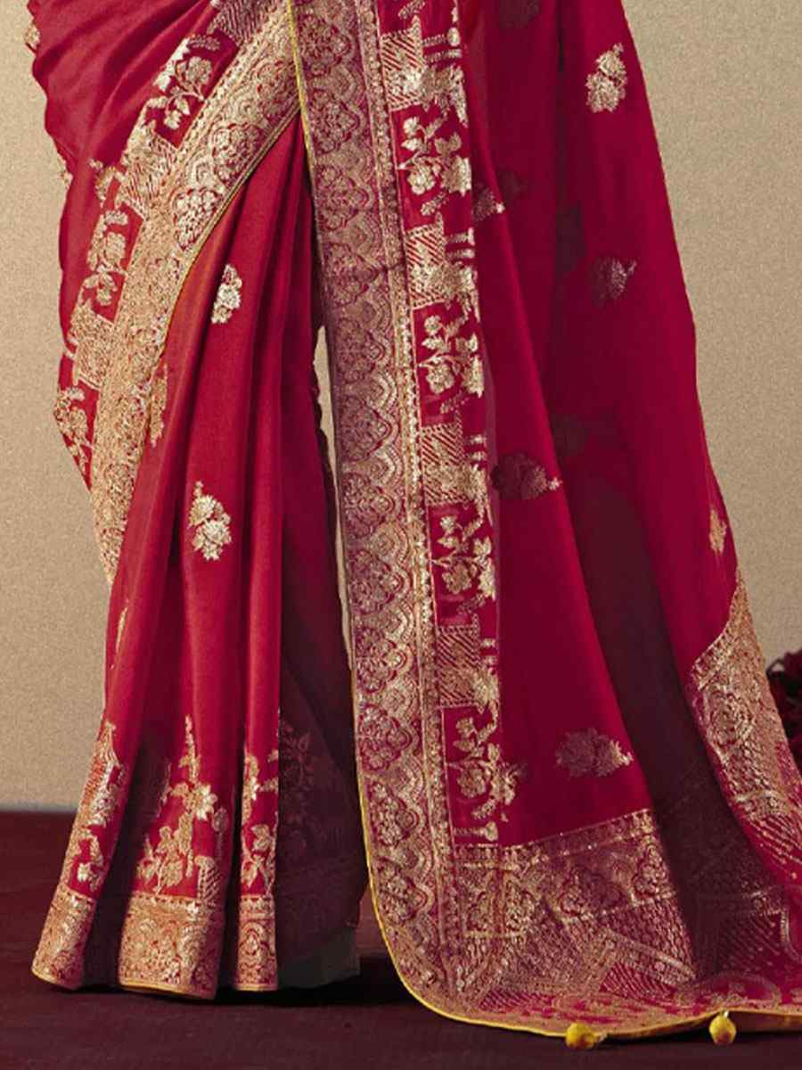 Pink Bemberg Viscose Handwoven Zari Work Traditional Bridal Reception Festival Wedding Fancy Heavy Border Saree