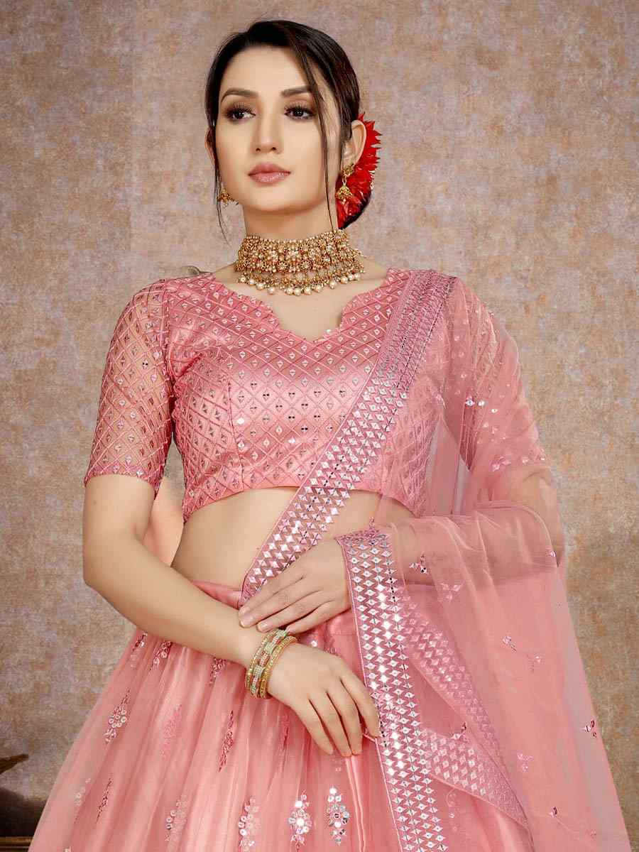 Pink Butterfly Net Embroidered Wedding Festival Heavy Border Choli