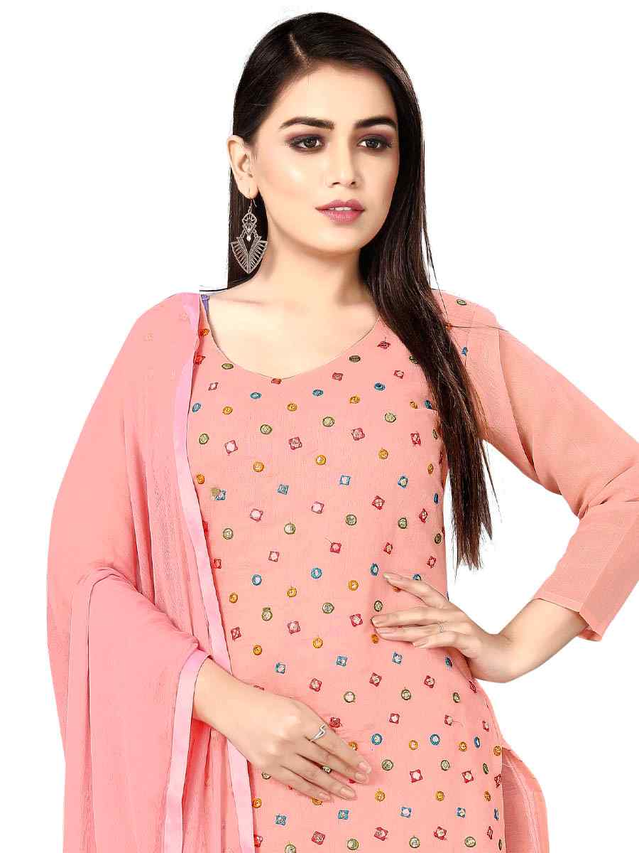 Pink Chanderi Cotton Embroidered Festival Casual Pant Salwar Kameez