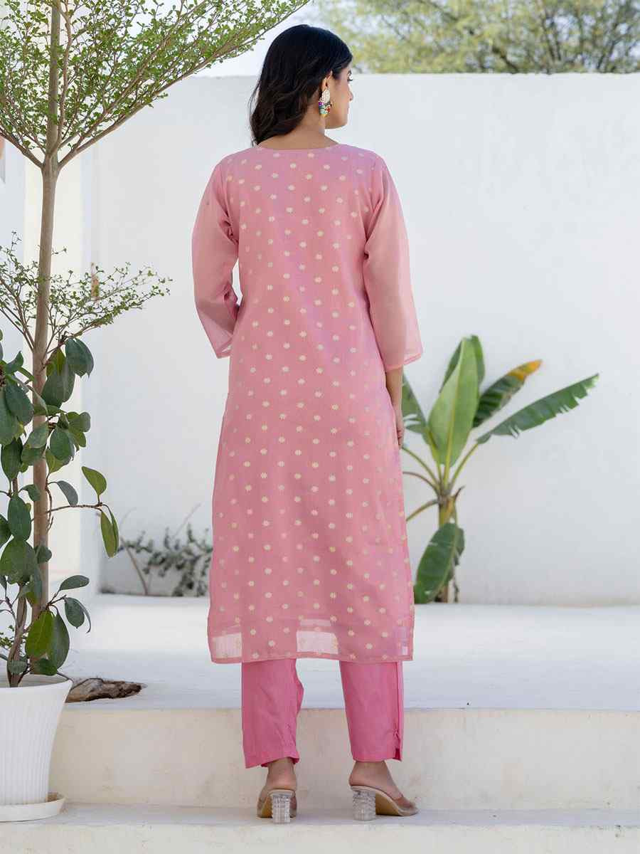 Pink Chanderi Silk Embroidery Party Wedding Festival Casual Ready Pant Salwar Kameez