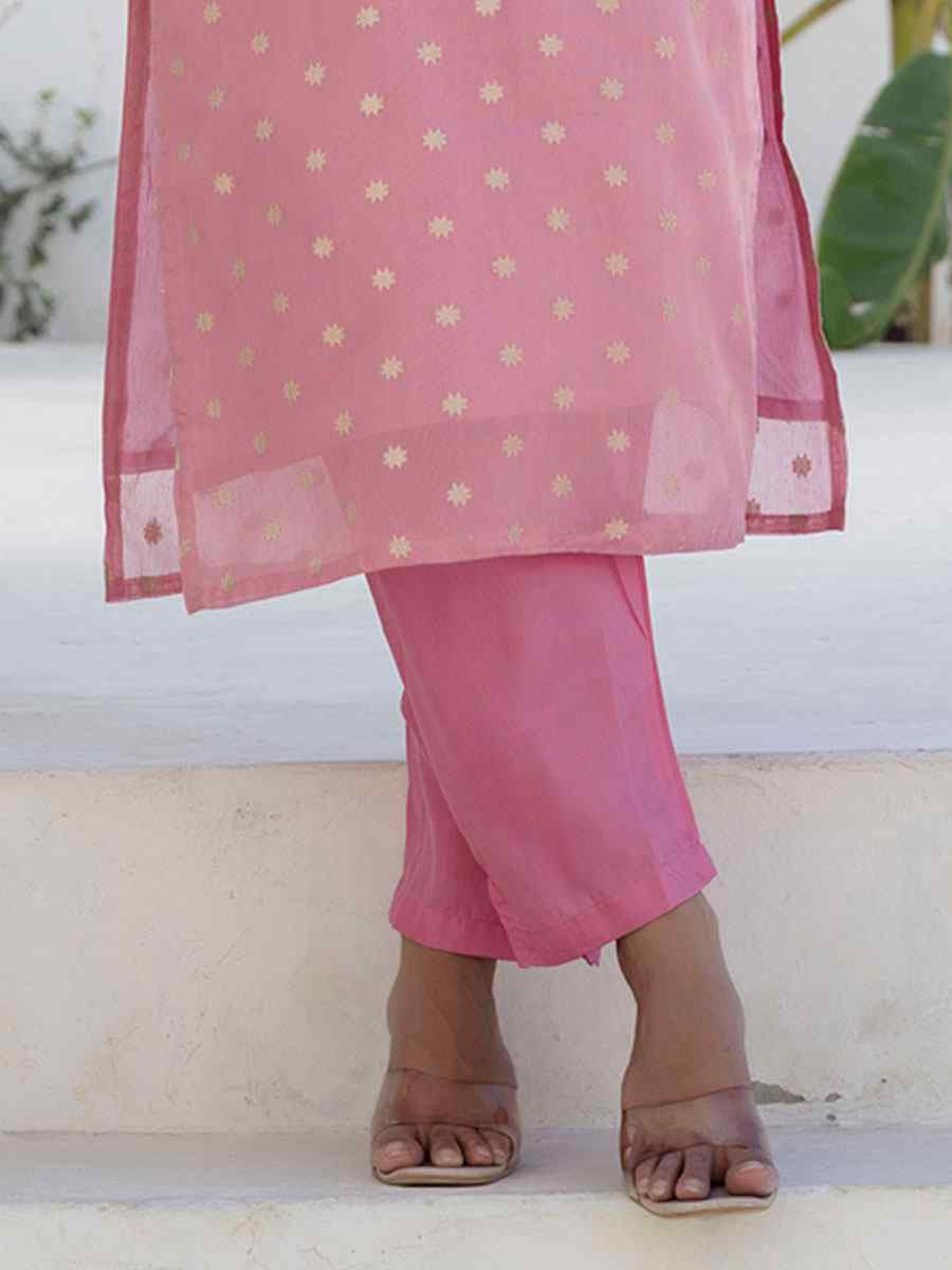 Pink Chanderi Silk Embroidery Party Wedding Festival Casual Ready Pant Salwar Kameez
