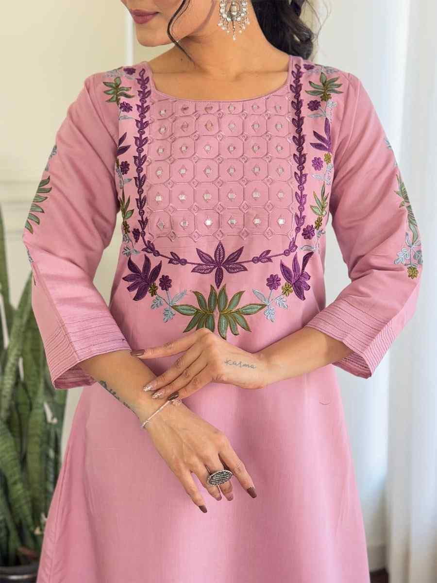 Pink Chanderi Silk Embroidery Party Wedding Festival Casual Ready Pant Salwar Kameez