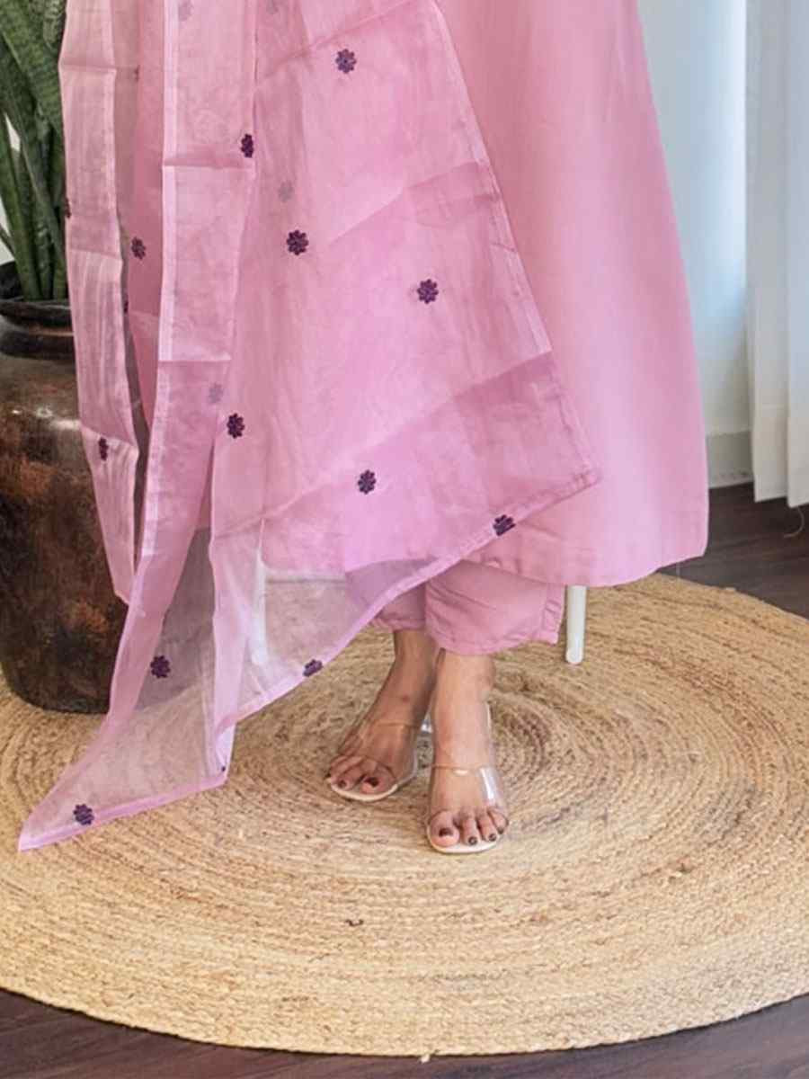 Pink Chanderi Silk Embroidery Party Wedding Festival Casual Ready Pant Salwar Kameez