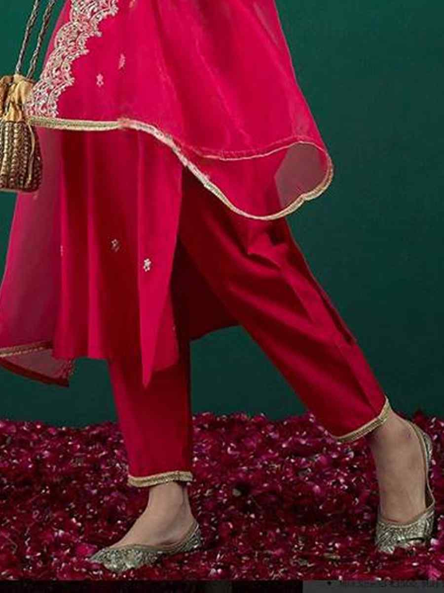 Pink Chanderi Silk Embroidery Party Wedding Festival Casual Ready Pant Salwar Kameez