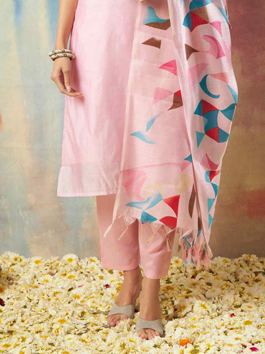 Pink Chanderi Silk Embroidery Party Wedding Festival Casual Ready Pant Salwar Kameez
