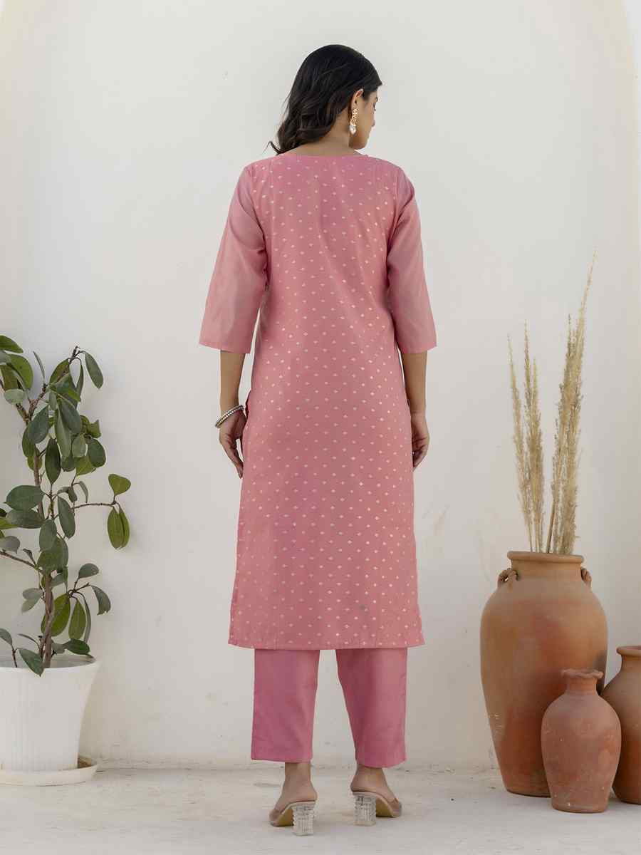 Pink Chanderi Silk Embroidery Party Wedding Festival Casual Ready Pant Salwar Kameez