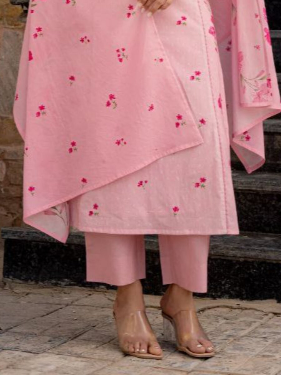 Pink Chanderi Silk Printed Embroidery Sequins Wedding Party Festival Casual Ready Palazzo Pant Salwar Kameez
