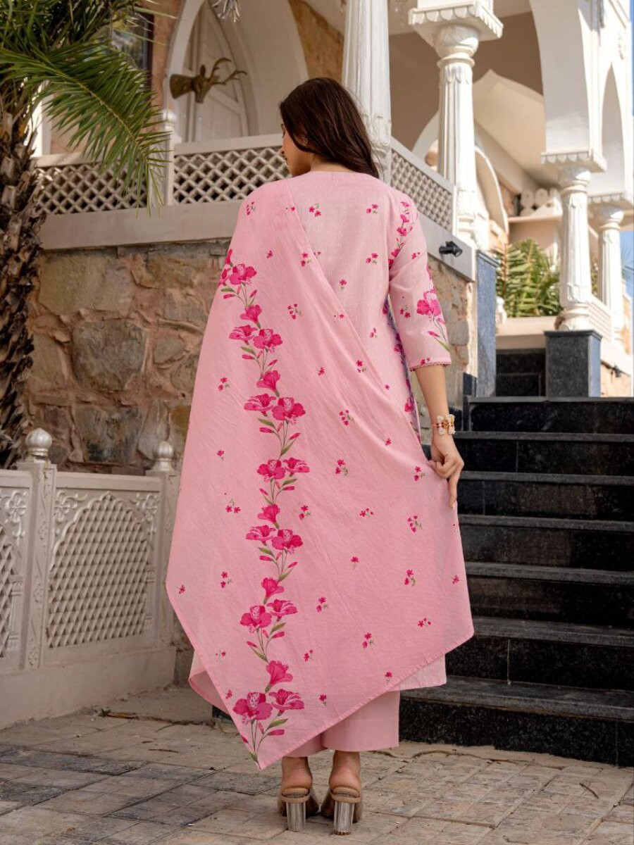 Pink Chanderi Silk Printed Embroidery Sequins Wedding Party Festival Casual Ready Palazzo Pant Salwar Kameez