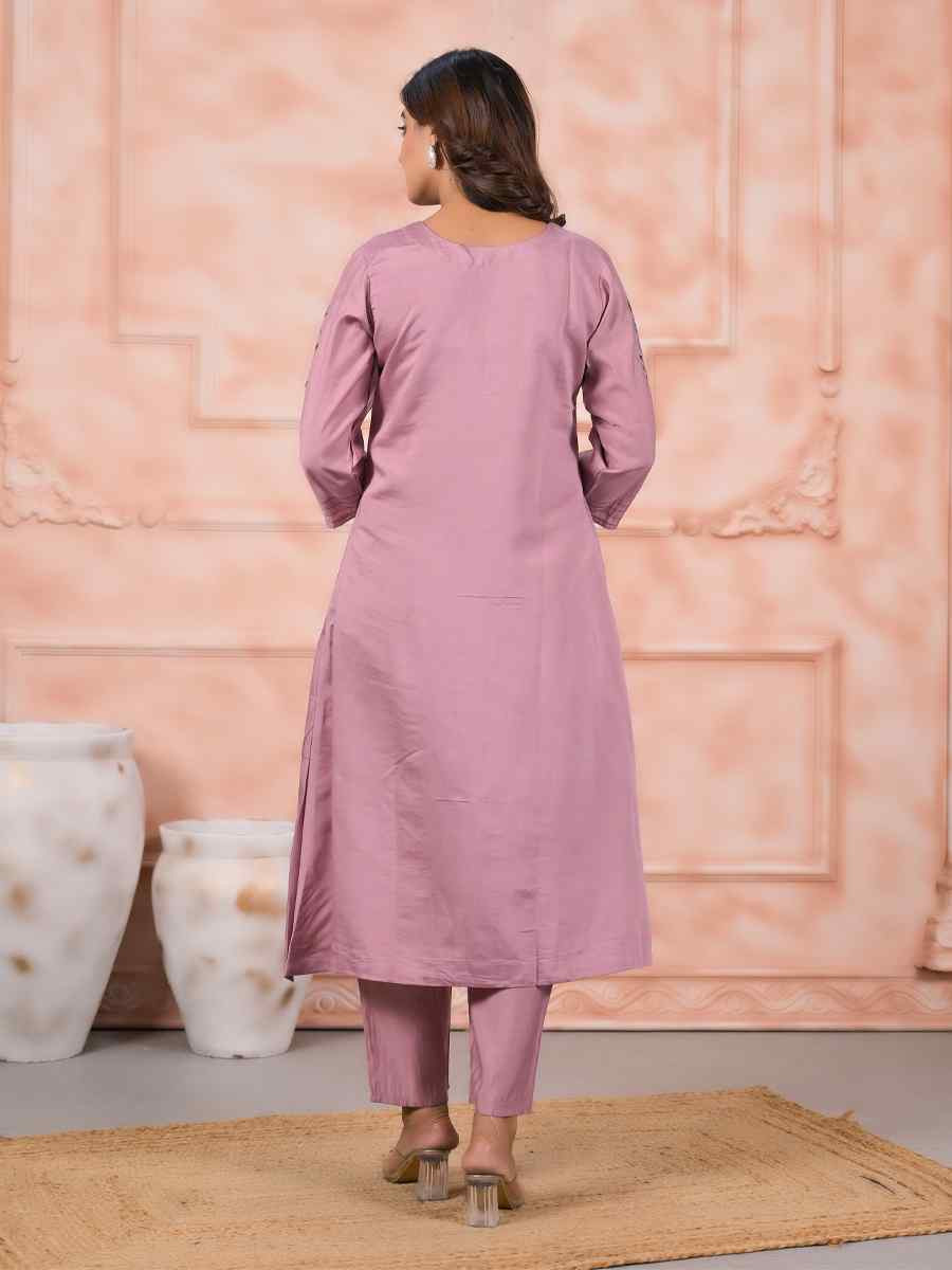 Pink Chanderiv Slik Embroidered Party Casual Ready Pant Salwar Kameez