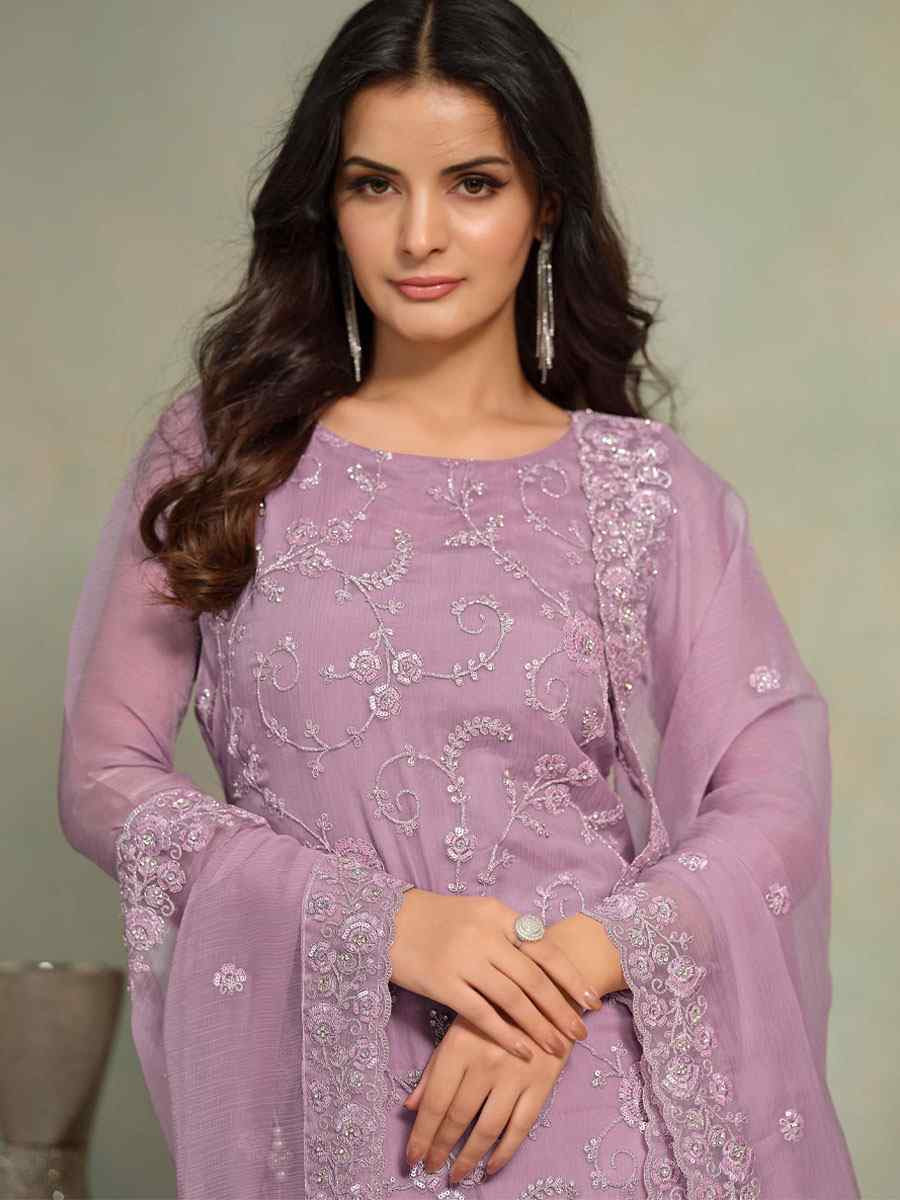 Pink Chiffon Organza Embroidered Festival Wedding Pant Salwar Kameez