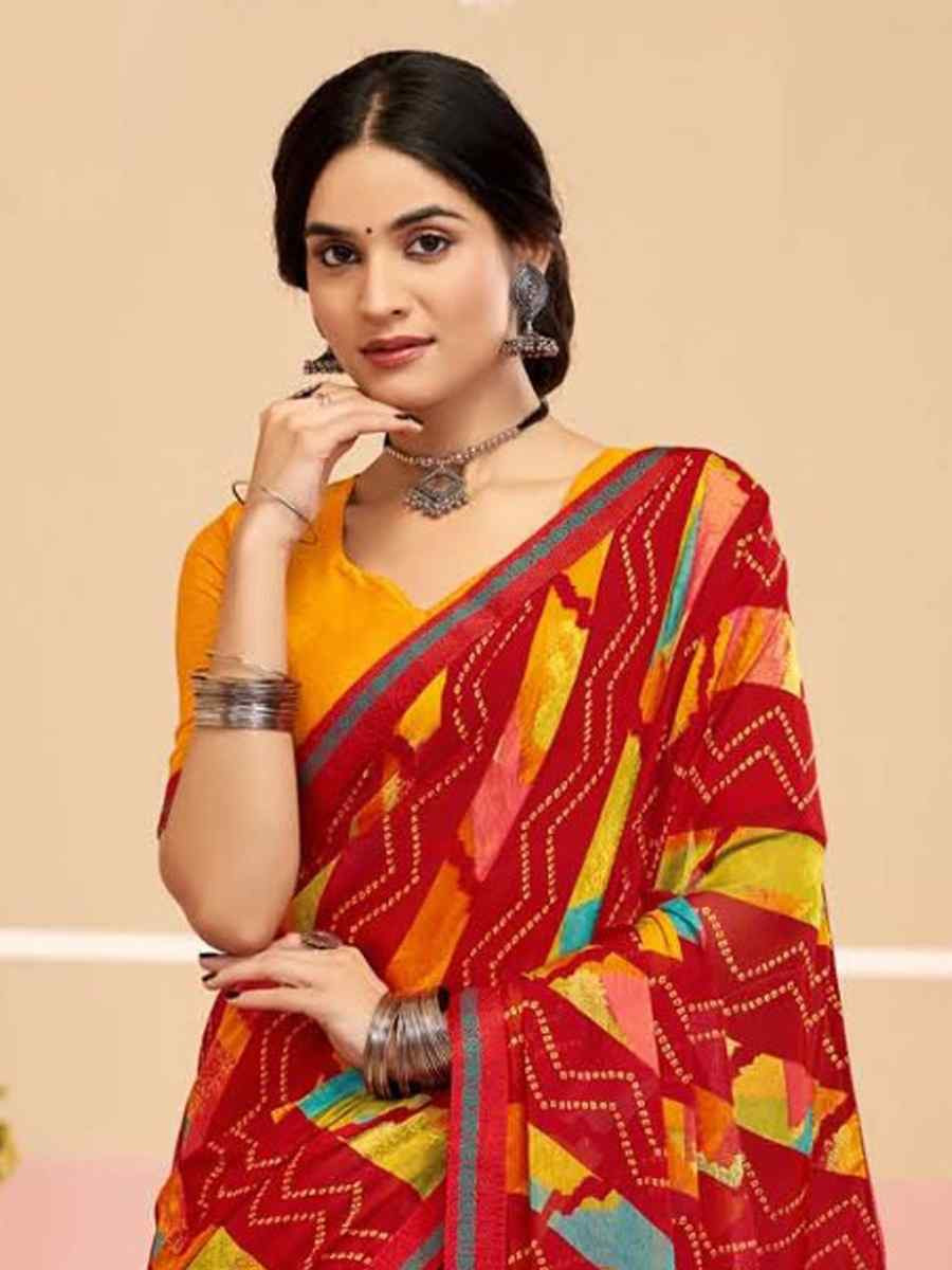 Pink Chiffon Printed Festival Wedding Fancy Classic Style Sarees